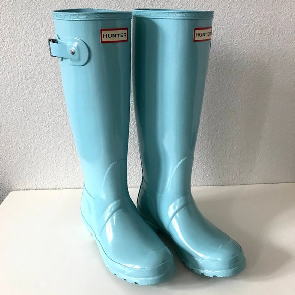 Hunter Shoes - Hunter Original Tall Gloss Rain Boots Aqua Size 6